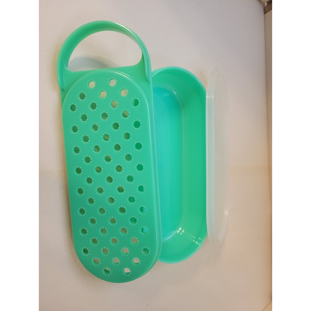 Vintage Tupperware Green Cheese Grater with‎ Storage Container & Lid 3 Piece Set